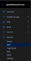 A screenshot showing where the WAF rules can be found in Cloudflare