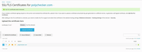 Plesk screenshot showing a newly installed certificate