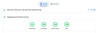 The Google Pagespeed scores for Hermitclock on mobile, scoring 93 in performance and 100 in all other metrics.