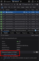 A screenshot of the Firefox dev tools networking tab, with the access-control-allow-origin header response circled.
