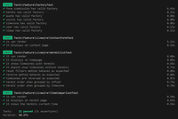 A screenshot of a terminal session running the test suite for Hermitclock. This shows 21 individual tests running successfully.