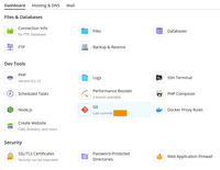A screenshot showing the 'Git' option in Plesk