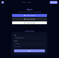 The account options available for logging into The Button. There are options for Google, Discord, and Github as third-party providers.