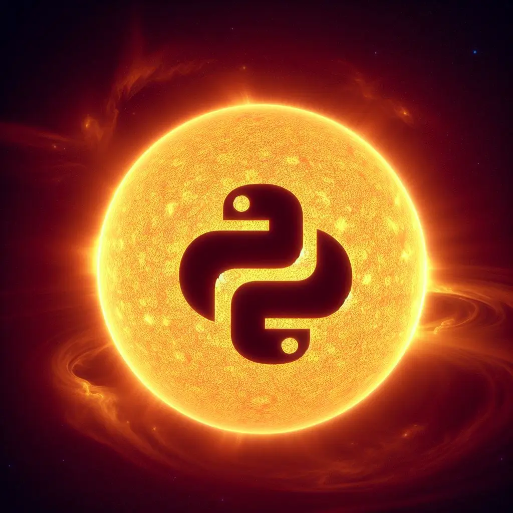 AI generated image of the python logo in front of a star