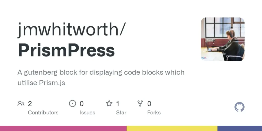 The social share image for the jmwhitworth/PrismPress Github repository