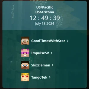 A screenshot of a group of Hermits, grouped by their current times in hermitclock.com