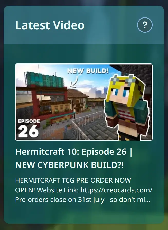 A screenshot of the recent YouTube uploads section on hermitclock.com