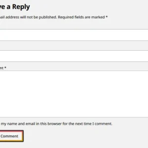 A screenshot of the WordPress comment form with name, email, comment, and cookie input fields.