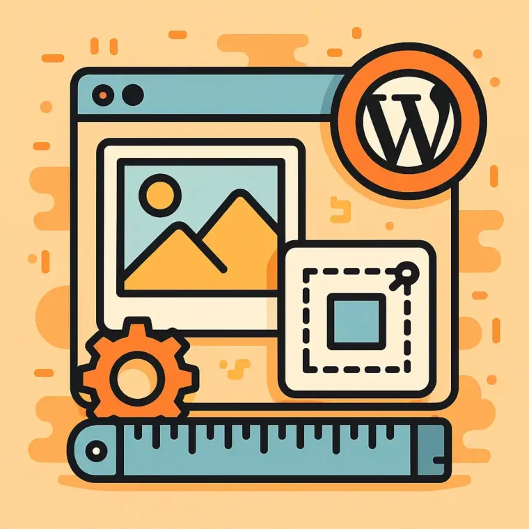 An AI generated image showing a cartoon browser window with the WordPress logo and placeholder images.