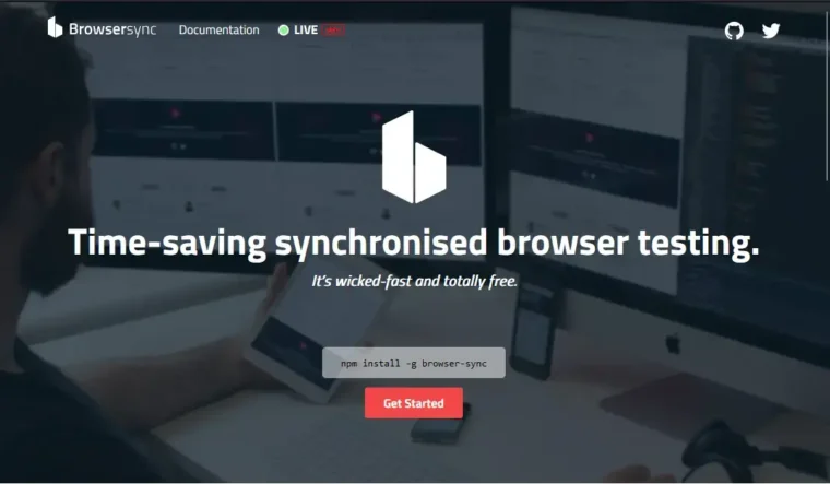 A screenshot of Browser Sync's homepage masthead.